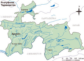 Таджикистан реки карта