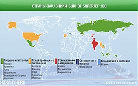 инфографика страны-заказчики самолета Суперджет SuperJet 100|Фото: Накануне.RU