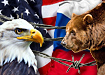 коллаж, Россия, США, флаги, страны, санкции, белоголовый орлан, бурый медведь (2018) | Фото: Накануне.RU