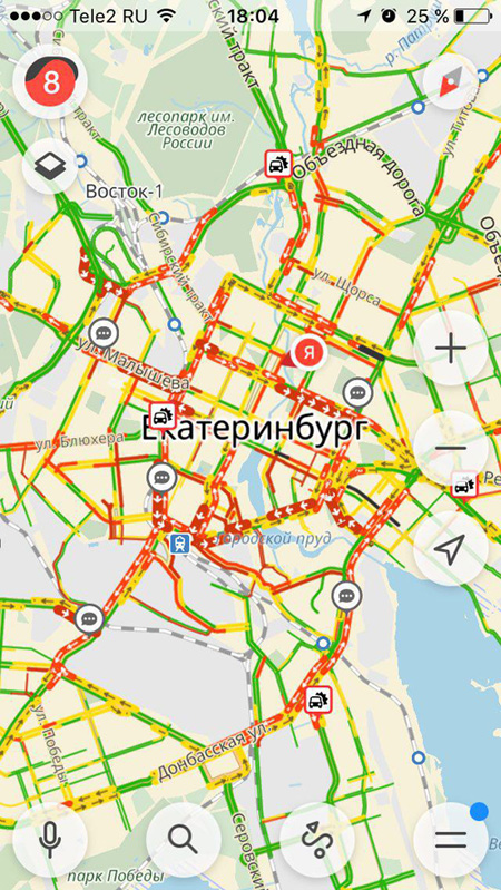 Карта пробки в екатеринбурге