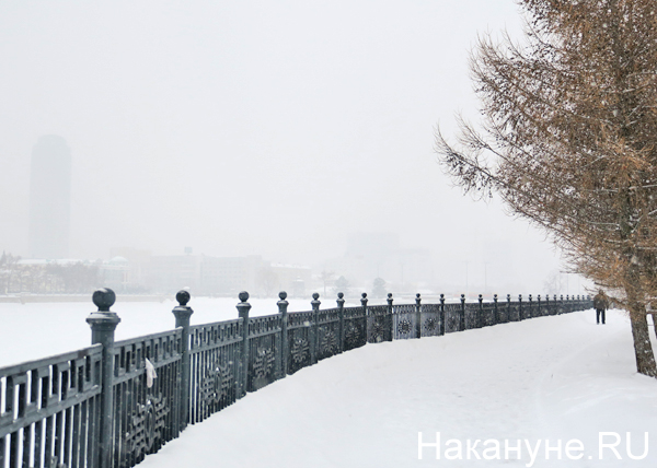снегопад, набережная Исети, Екатеринбург(2019)|Фото: Накануне.RU
