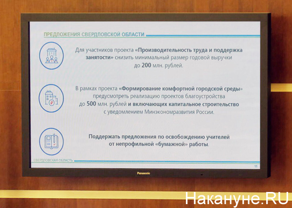 Предложения Свердловской области по нацпроектам(2019)|Фото: Накануне.RU