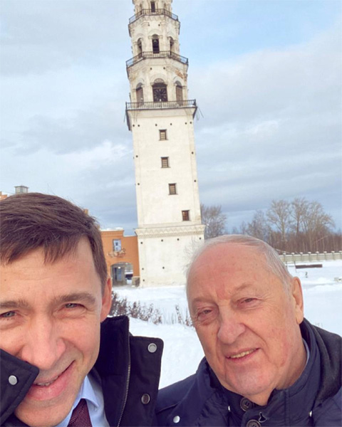 Евгений Куйвашев, Эдуард Россель, Невьянская башня(2019)|Фото: instagram.com/evgenykuyvashev/
