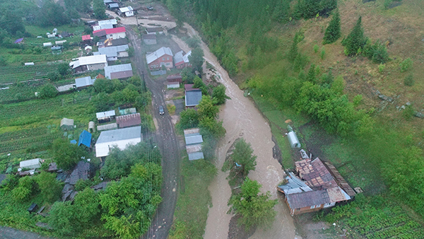 Подтопленные дома в городе Нижние Серги(2020)|Фото: ГУ МЧС России по Свердловской области