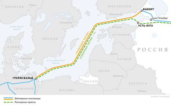 Схема газопроводов "Северный поток" и "Северный поток — 2"(2020)|Фото: gazprom.ru