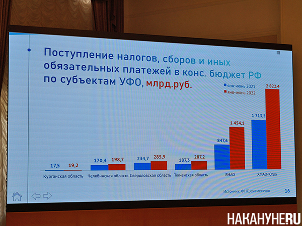 Поступление налогов в бюджет РФ от УрФО(2022)|Фото: Накануне.RU