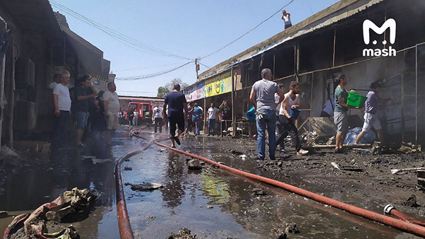 Место взрыва склада пиротехники в ТЦ "Сурмалу"(2022)|Фото: telegram-канал Mash / t.me/breakingmash