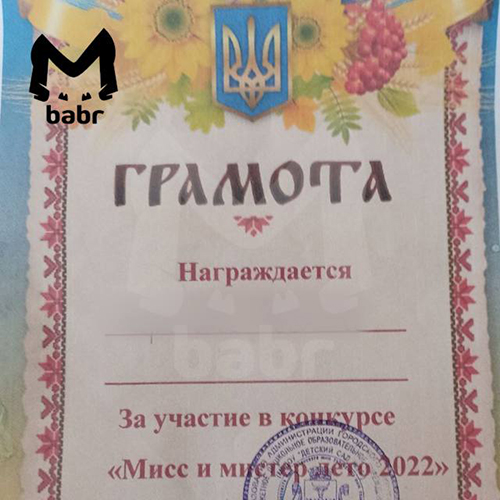 Грамоты с украинским гербом, которые раздавали детям читинского детского сада(2022)|Фото: telegram-канал Babr Mash / t.me/babr_mash