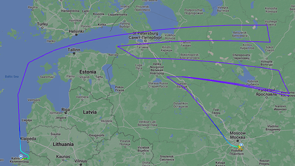 Маршрут полета калининград москва