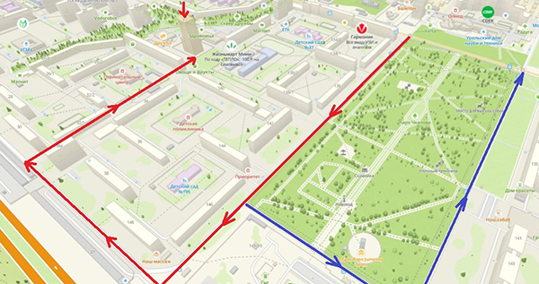 Схема проезда к "Башне Времени" на ул. Академика Бардина, 21 в Екатеринбурге(2024)|Фото: скриншот с сайта 2GIS