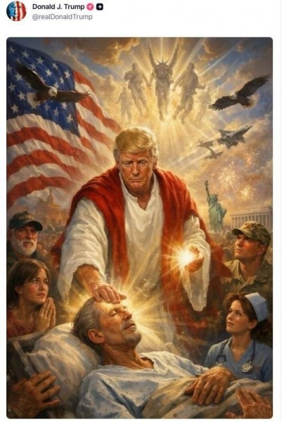 ИИ-изображение Дональда Трампа в образе лекаря.(2026)|Фото: truthsocial.com/@realDonaldTrump