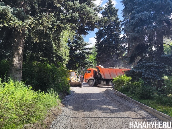 Работы по благоустройству в дендропарке на улице Первомайской в Екатеринбурге(2026)|Фото: Накануне.RU Работы по благоустройству в дендропарке на улице Первомайской в Екатеринбурге(2026)|Фото: Накануне.RU