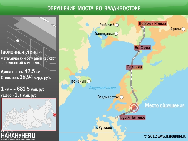 Владивосток низководный мост карта