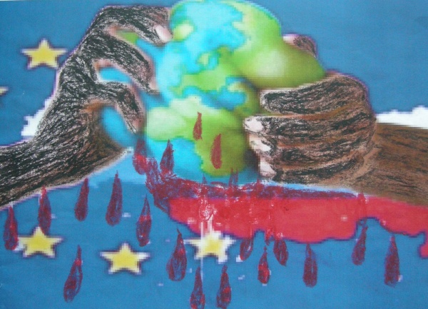 Коллаж, США, агрессивная политика, земной шар, мир, глобализация, кровь|Фото: Майя Кислова