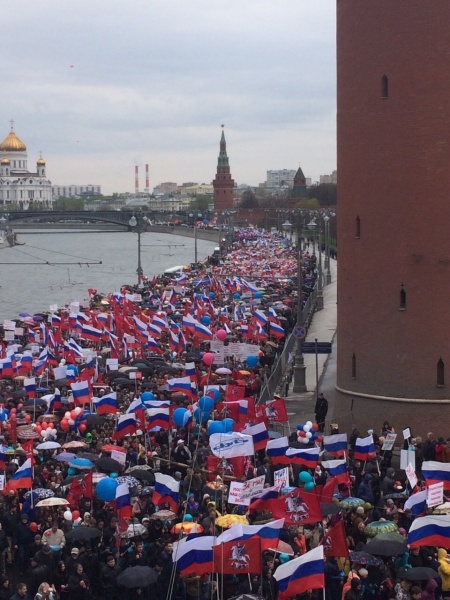 Первомайская демонстрация в Москве 2015|Фото:ГУ МВД России по городу Москве