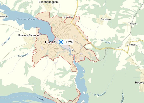 Карта Нытвы|Фото: yandex.ru