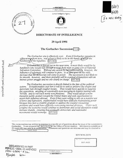 записка ЦРУ, Горбачев, отставка|Фото: nsarchive.gwu.edu